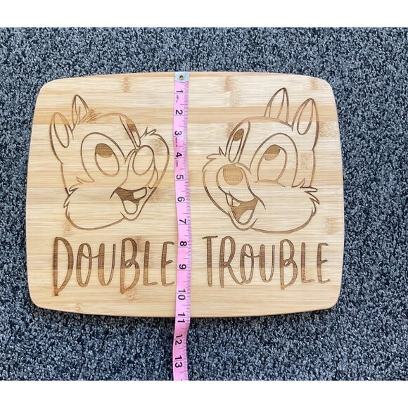 Chip & Dale Double Trouble Bamboo Cutting Board 13"x9" Engraved Kitchen Decor - Picture 4 of 5